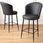 Hanah Home Uras Juego de 2 Taburetes de Bar Antracita y Negro